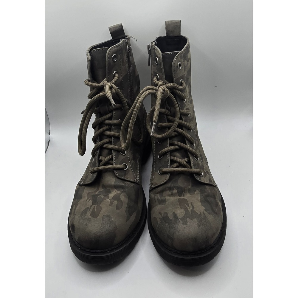 Women's Military Camo Combat Army Boots Zip Up Memory Foam Size 8
